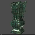 Ancient Chinese Bronze Vessel with Dragon Handles Ornate Carvings and Patina Finish