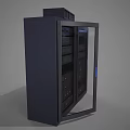 Black Industrial Server Rack With Open Door And Multiple Server Units