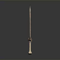 Ancient Metal Sword With Long Slender Blade And Decorative Hilt On Dark Background