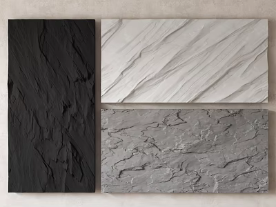 Black White Gray Natural Textured Slate Panels For Interior Wall Decor 3d model