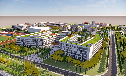 school vocational school teaching building playground 3d model