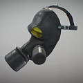 Industrial Gas Mask With Metal Construction Yellow Lenses And Breathing Tube