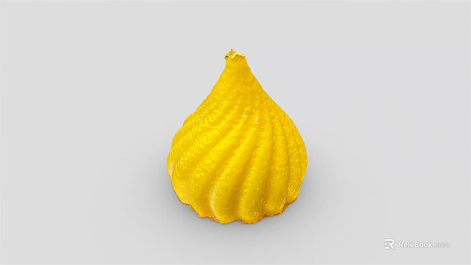 Yellow Shell Shaped Pastry with Smooth Surface and Vibrant Golden Hue 3d model 