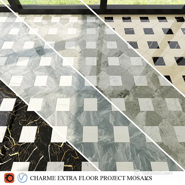 Tile Components With Diverse Colors Textures And Arranged Patterns For Floor Wall Use 3d model 