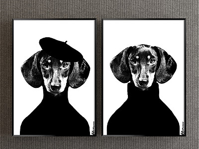 Modern Animal Painting Simple Black and White Children's Room Animal Dog Decorative Painting model