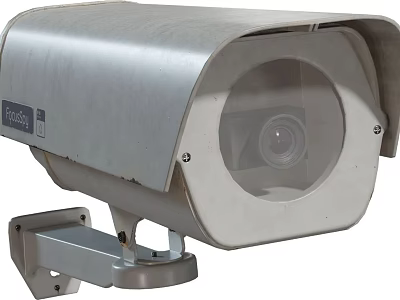 Sturdy Metal Housing Surveillance Camera With Mounting Bracket For Security Monitoring 3d model
