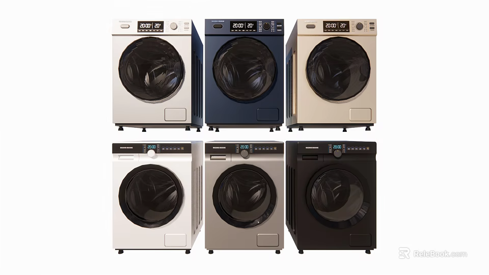 Front Load Washing Machines In Multiple Colors With Modern Design For Home Use 3d model