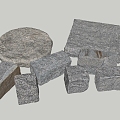 Stone Brick Granite Tingbu Stone Block Small Material Stone Round Stone Square Stone 3d model