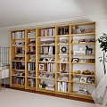 Cozy Study Room Interior With Wooden Bookshelves Filled With Books Photo Frames And Decorative Items