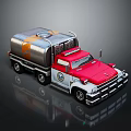 Vintage Functional Tanker Truck With Red Cab Silver Tanker Reflective Surface And Classic Design