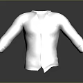 White Long Sleeve Shirt With V Neck Front Buttons And Chest Pocket