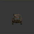 Military Armored Tank With Six Wheels Camouflage Paint Turret And Machine Gun