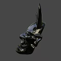 Black Horned Hat With Metallic Shine And Distinctive Stylish Design For Fashion