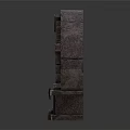 Decorative Medieval Style Stone Arch Featuring Intricate Metal Door And Orange Accents