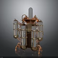 Futuristic Sci Fi Device With Copper Structure Glass Chambers And Central Crystal Core 3d model