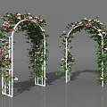 Arched Door Carved Flower Arch Flower Basket Flower Flowers 3d model