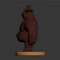 Red Muscular 3D Game And Movie Character With Mustache On Orange Base