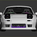 White Modified Sports Car With Pink Interior And Purple Custom Wheels