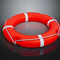 High Visibility Red Lifebuoy With White Stripes And Secure Rope For Marine Safety Equipment