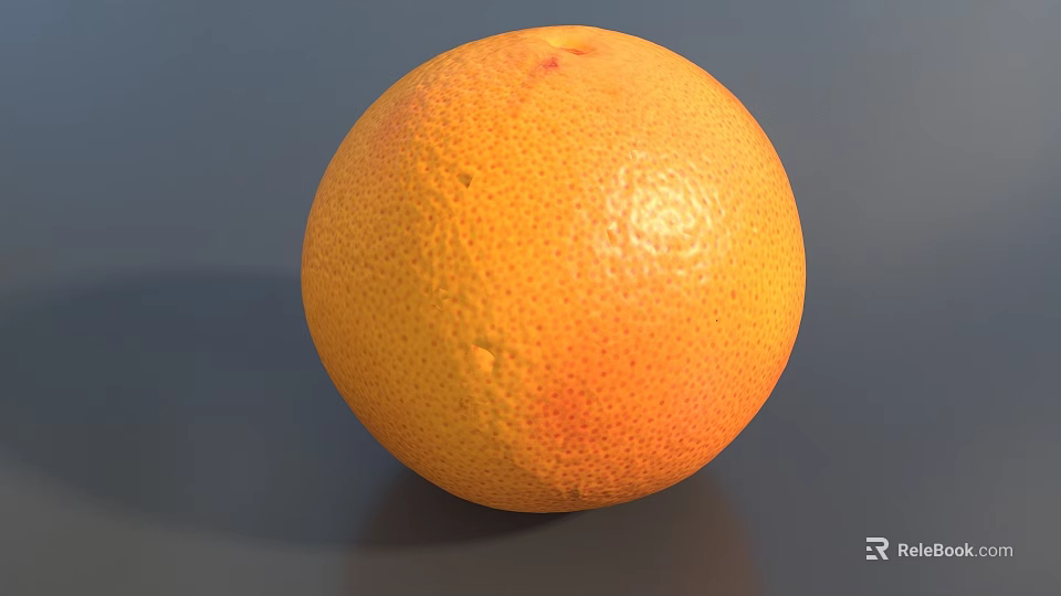 Fresh Ripe Grapefruit With Bright Orange Smooth Textured Skin On Gray Background 3d model 