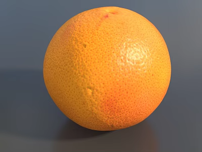 Fresh Ripe Grapefruit With Bright Orange Smooth Textured Skin On Gray Background 3d model