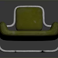 Stylish Modern Green Leather Accent Chair With Silver Metal Frame Design