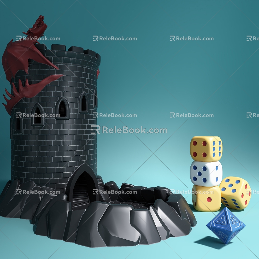 Creative cartoon dice tower dice cup 3d model