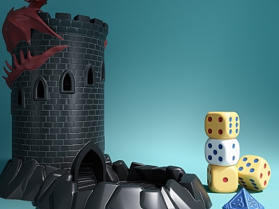 Creative cartoon dice tower dice cup 3d model