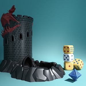 Creative cartoon dice tower dice cup 3d model