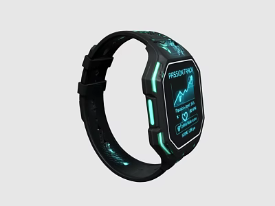 Modern Tactical Weapon Featuring Black Design Glowing Screen And Respiration Data Chart 3d model