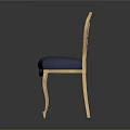 Luxury European Style Dining Chair With Ornate Gold Carving And Blue Fabric Cushion