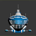 Blue And White Advanced Aerospace Spacecraft With Streamlined Design And Cockpit Features For Cosmic Journey