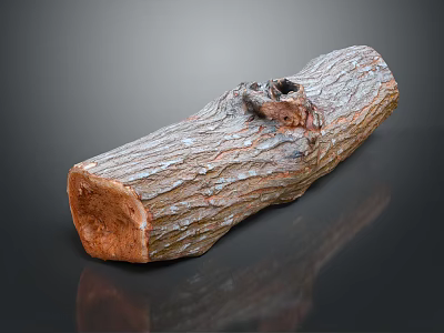 Wooden Stone Log Shaped Decorative Item With Natural Texture And Surface Details 3d model