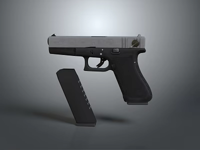 Modern Handgun Weapon With Detachable Magazine And Black Tactical Design 3d model