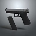 Modern Handgun Weapon With Detachable Magazine And Black Tactical Design