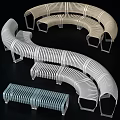 Modern Curved Slatted Outdoor Chairs with Ergonomic Structure for Patio Garden
