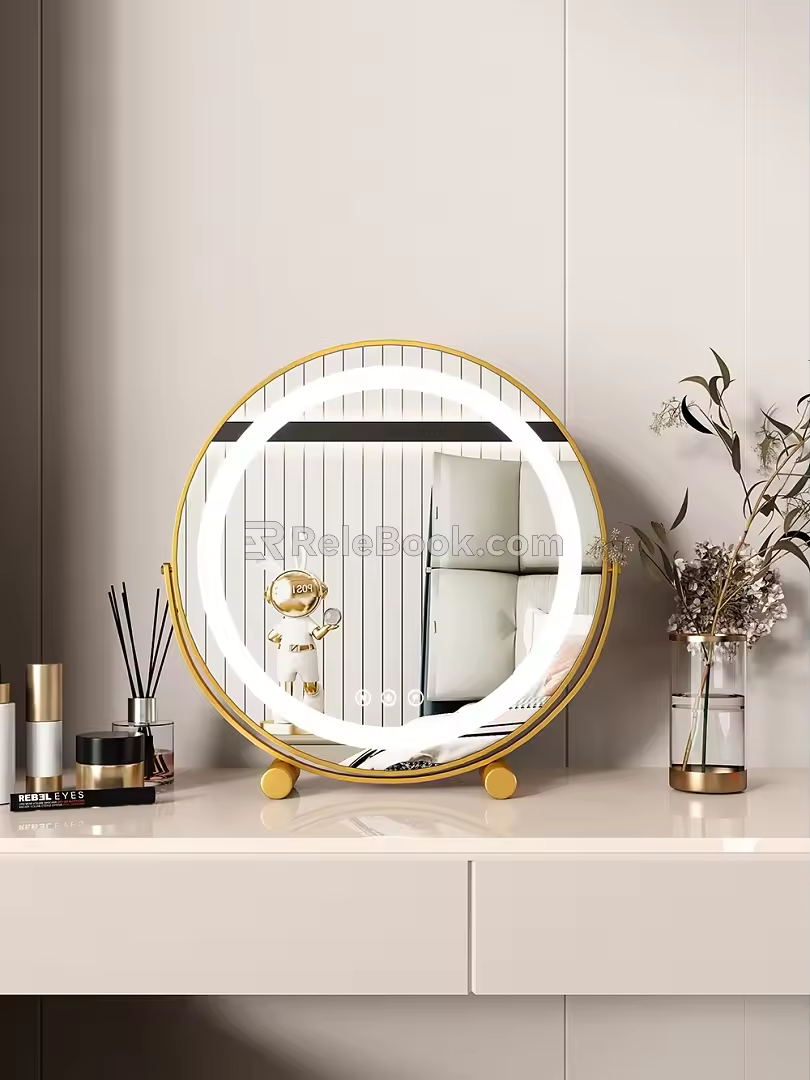 makeup mirror round mirror 3d model