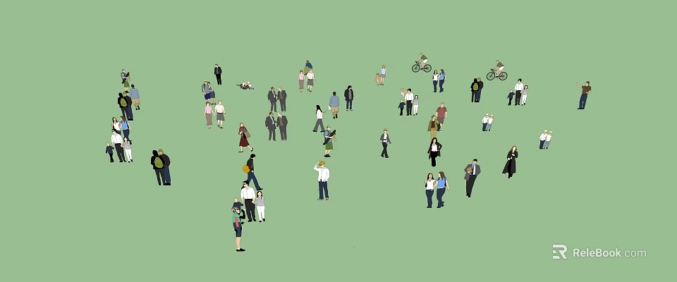 Diverse Group Of People Engaging In Various Activities 3d model 