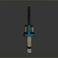 Futuristic Blue Silver Mechanical Weapon With Copper Accents And Black Handle