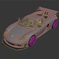 White Sports Car With Sleek Aerodynamic Design Large Rear Spoiler And Black Wheels