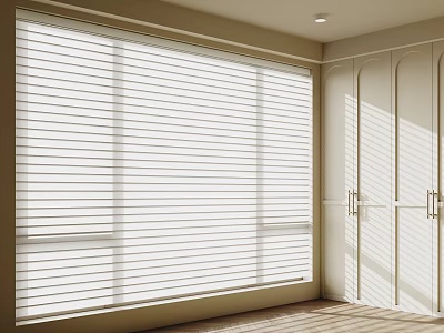 Modern Interior Room With White Window Blinds And Sunlight Shadow 3d model