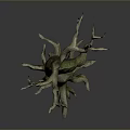 Ornamental Dried Tree Decor With Twisted Trunk Bare Branches And Exposed Roots