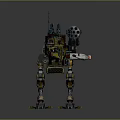 Vintage Industrial Mechanical Robot With Multi Legged Armored Body Antenna Cannon And Mechanical Arm