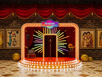 Retro Nostalgia Stage Night Shanghai Ballroom Beauty Chen Min Guofeng Bar Beauty Chen Retro Stage 3d model