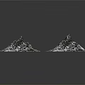 Silver Mountain Shaped Decorative Models With Textured Surfaces Against Black Background
