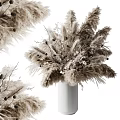 Textured White Ceramic Vase With Dried Pampas Grass And Natural Flower Arrangement