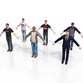 Group of Multiple Men in Different Clothing Styles Standing Against White Background