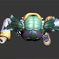 Fashionable Anime Character With Green Purple Pigtails Yellow Purple Top Shorts Sneakers And Arm Stickers