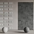 Wall With Multiple Small And Large Geometric Pattern Panels And Spheres 3d model