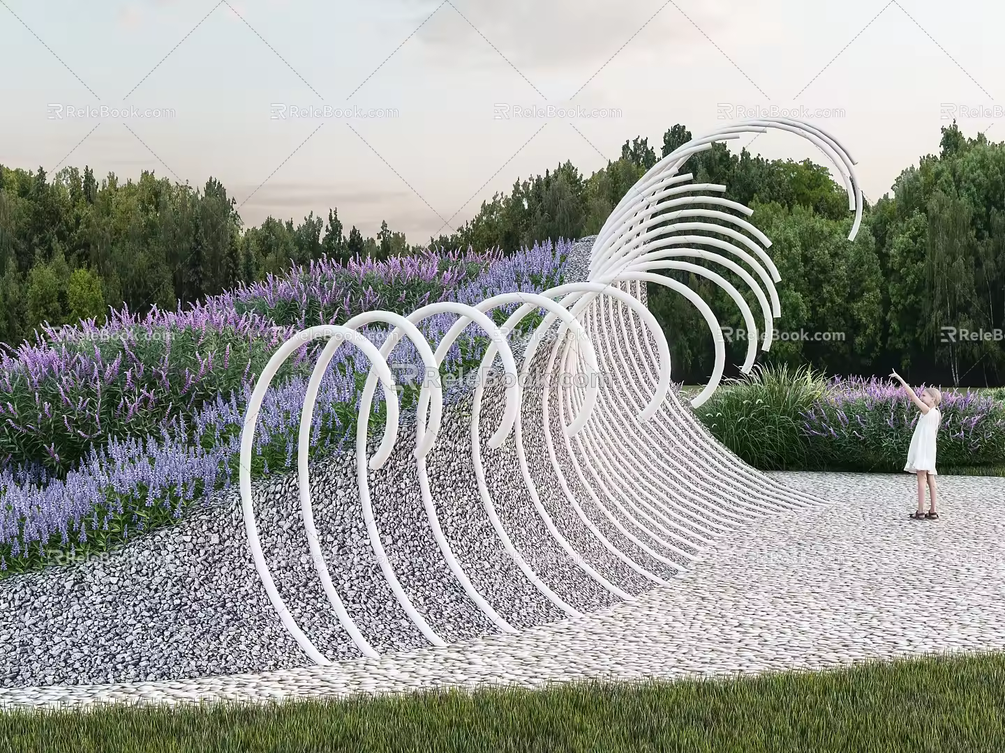 Shape retaining wall flower pond curve sculpture sketch 3d model